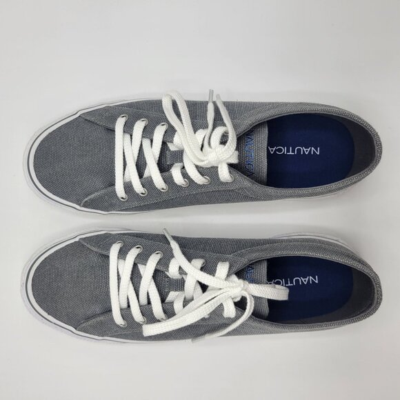 Nautica Mens Gray Canvas Lace-Up Sneakers Size 10 - Picture 11 of 13
